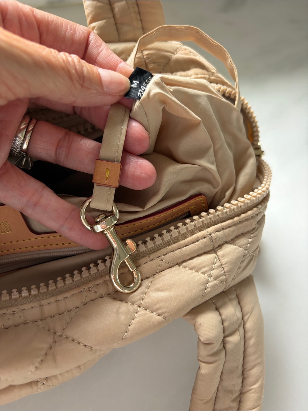 MZ Wallace Quilted Beige Crossbody Bag - Picture 10 of 13